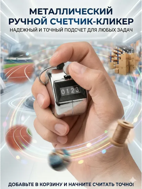 Счетчик кликер ручной механический металлический 0-9999