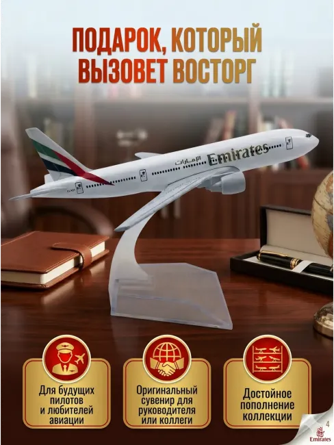 Boeing 777 Emirates Коллекционный металлический самолет