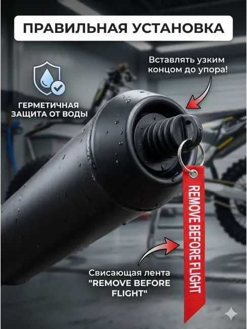Резиновая заглушка для выхлопной трубы с брелком лентой