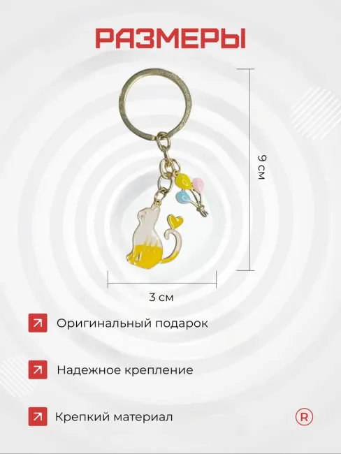 Металлический брелок Кошка с усами