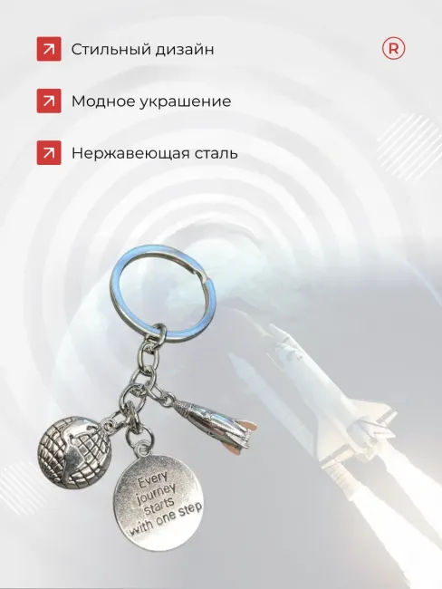 Металлический брелок Ракета орбита