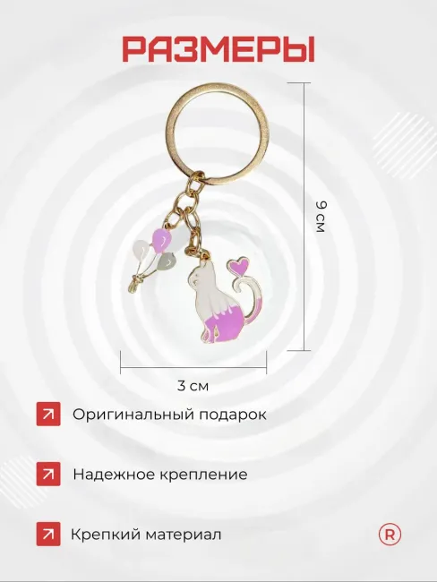 Металлический брелок Кошка с усами