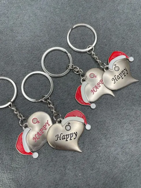Металлические парные брелки Happy Love