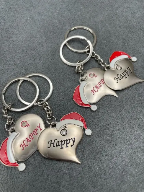 Металлические парные брелки Happy Love