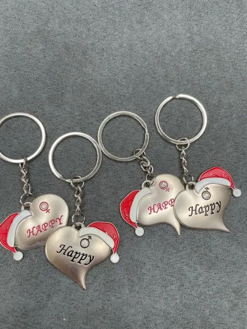 Металлические парные брелки Happy Love