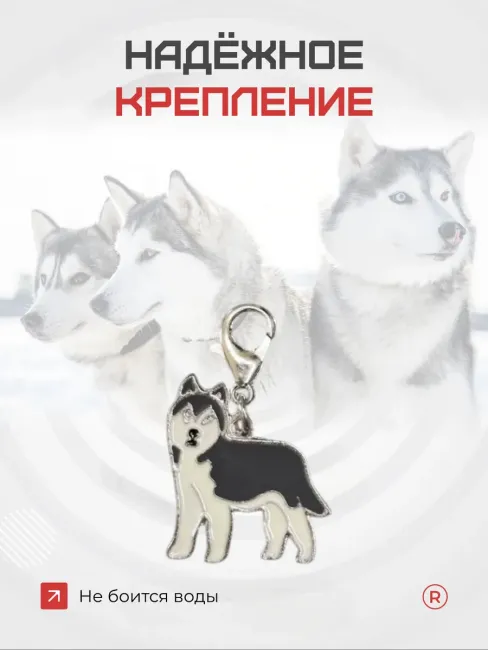 Металлический брелок Хаски