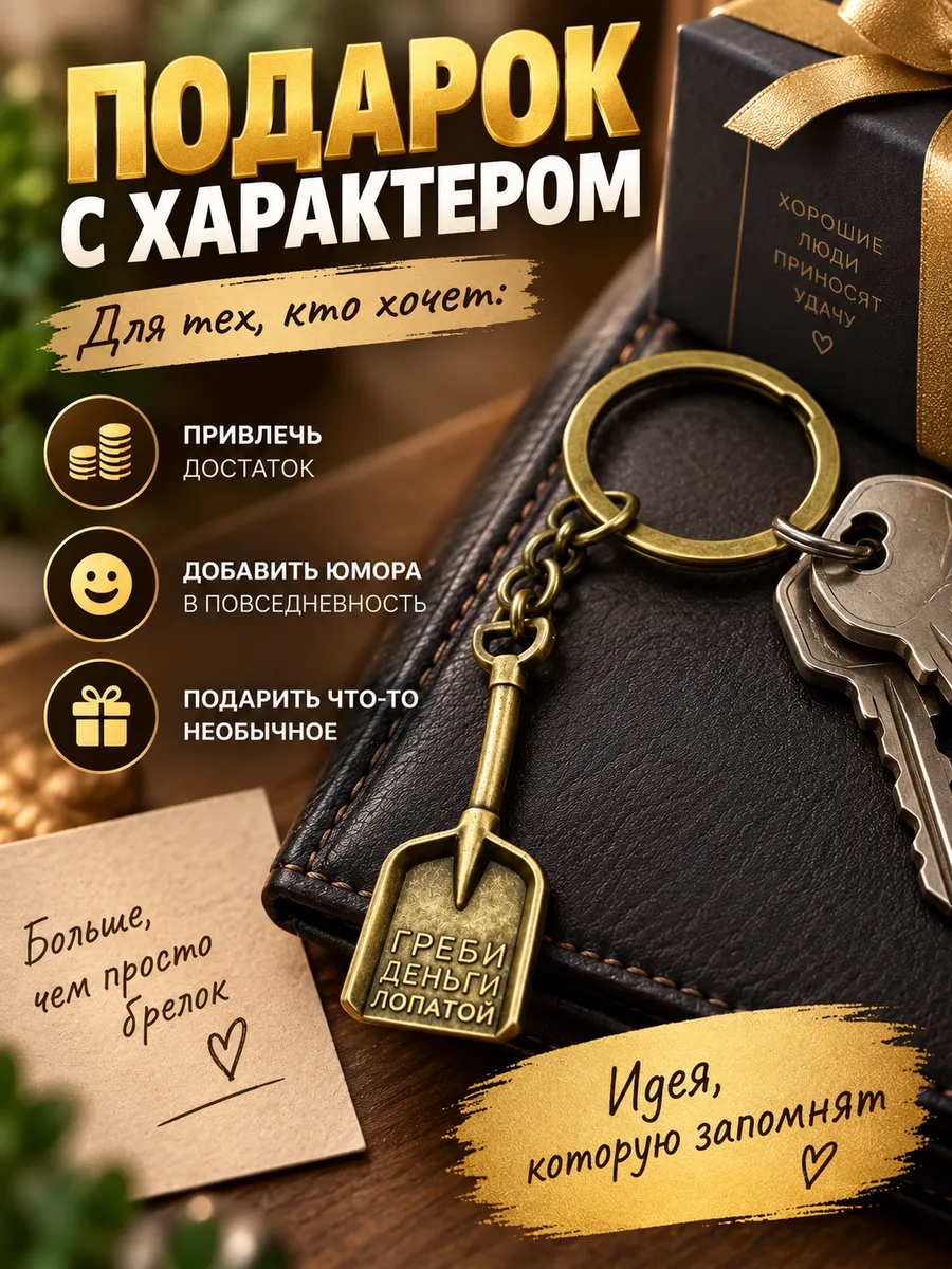 Брелок на ключи Греби деньги лопатой, талисман
