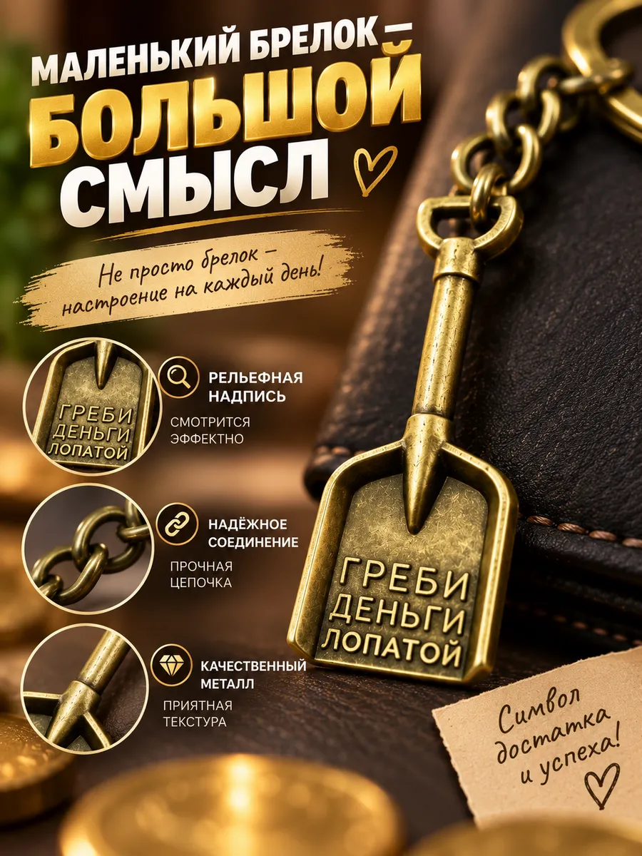 Брелок на ключи Греби деньги лопатой, талисман