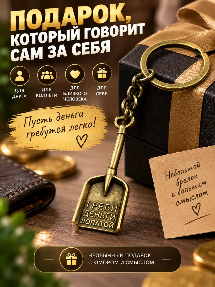 Брелок на ключи Греби деньги лопатой, талисман