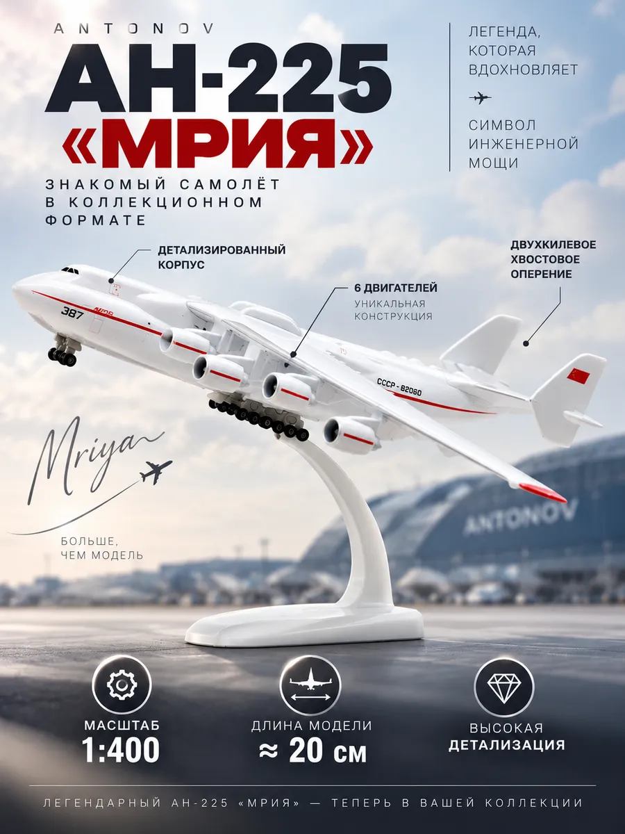 Коллекционная модель самолёта Ан-225 «Мрия» 20 см
