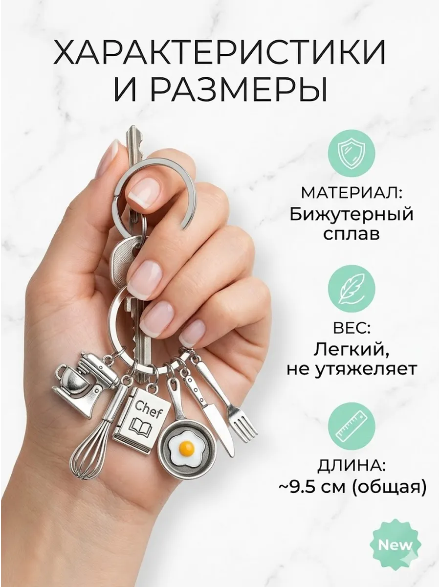 Шеф-повар Пекарь Металлический брелок для ключей