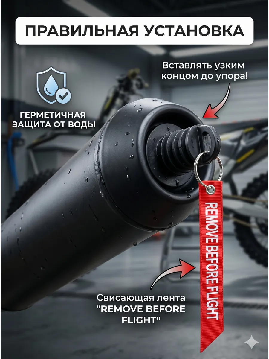Резиновая заглушка для выхлопной трубы с брелком лентой
