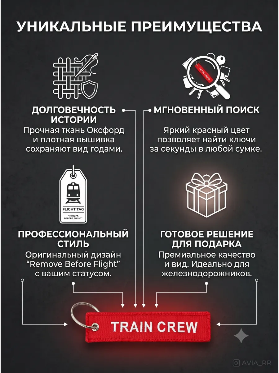TRAIN CREW Поездная бригада Тканевый брелок ремувка