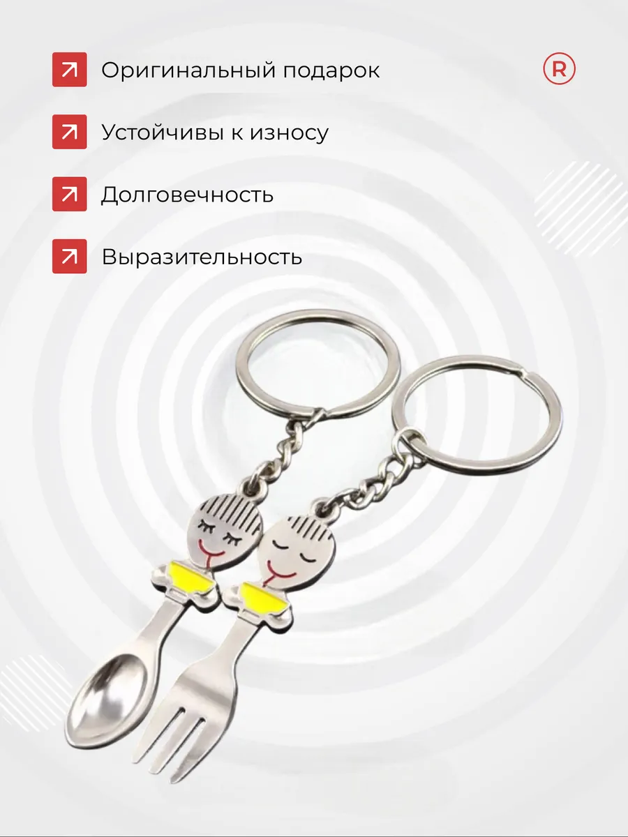 Металлические парные брелки Ложка и Вилка
