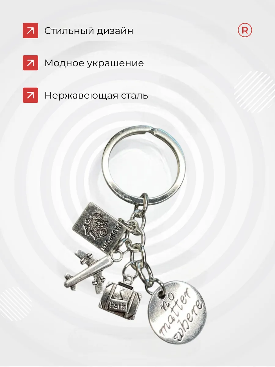Металлический брелок Паспорт с самолетиком