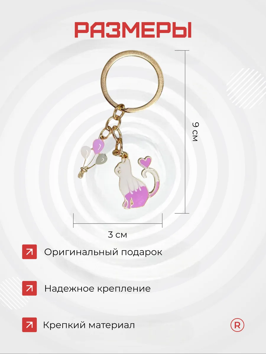Металлический брелок Кошка с усами