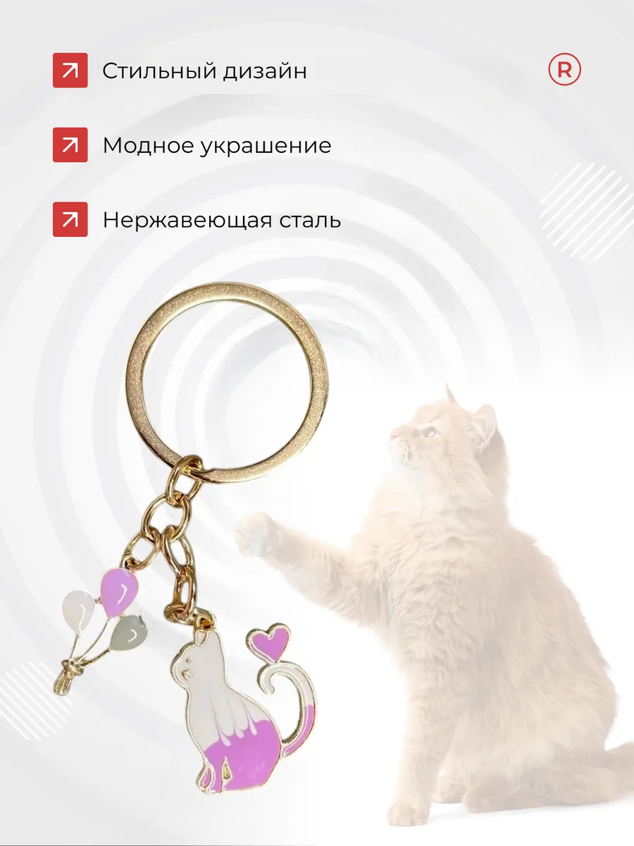Металлический брелок Кошка с усами