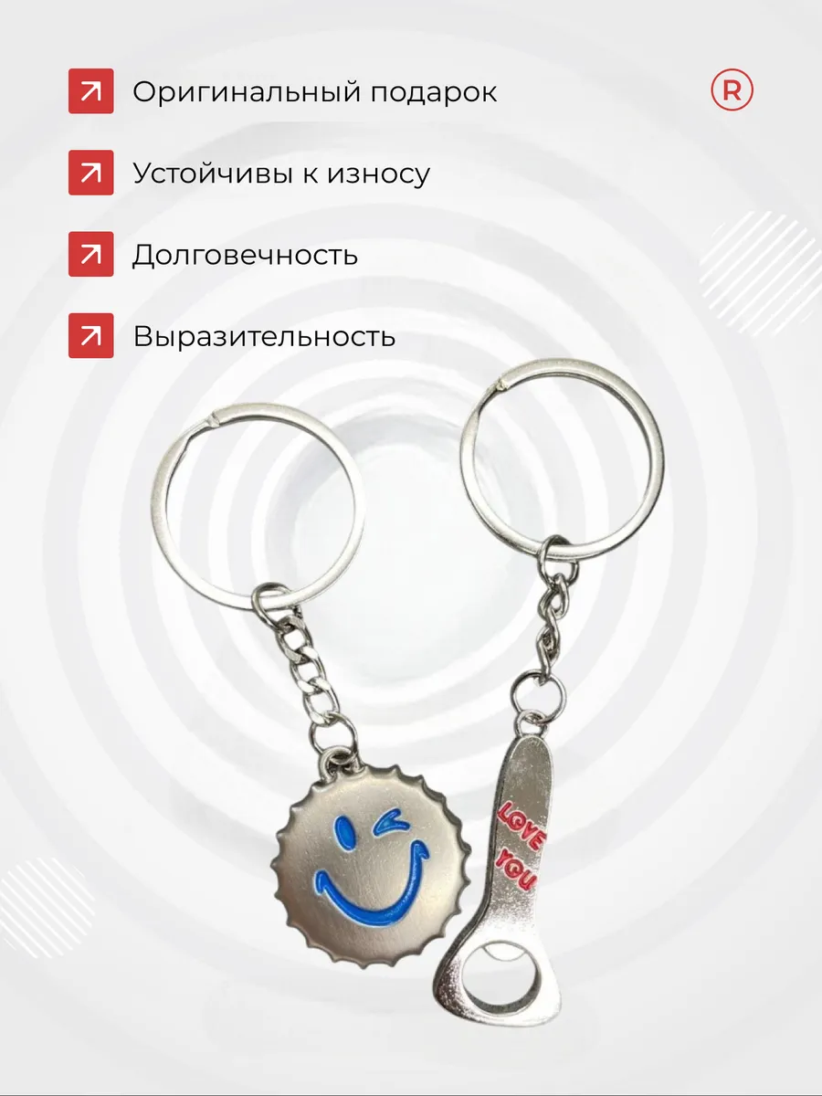 Металлические парные брелки Открывашка с крышкой