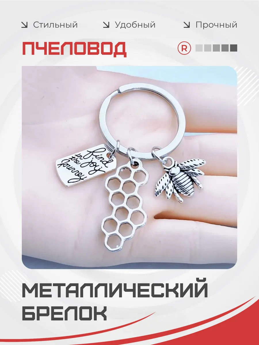Металлический брелок Пчела с медом- Пчеловод