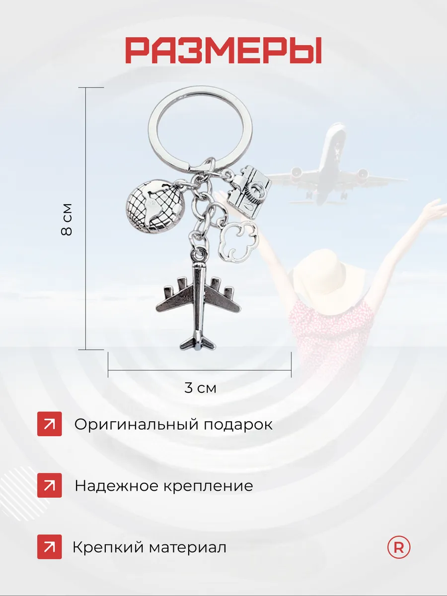 Металлический брелок Самолетик Путешественника