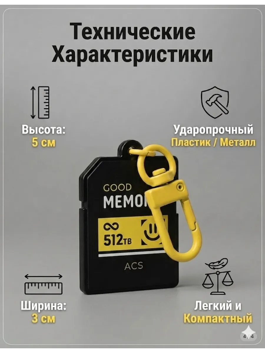 Брелок сувенирный «Good Memory» 512TB на сумку и ключи