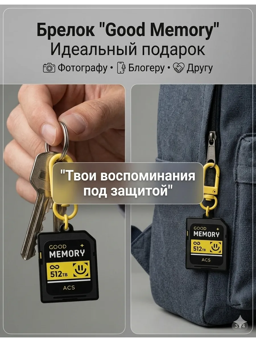Брелок сувенирный «Good Memory» 512TB на сумку и ключи